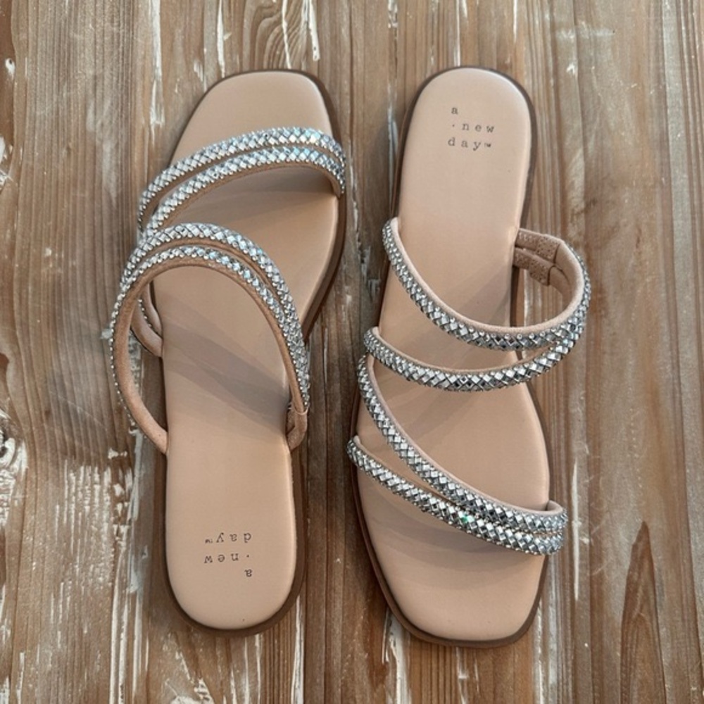 A New Day Women's Rhinestone Sandals - Tan